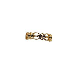 Gold Plated Celtic Infinity Knot Ring With Blue Gemstone Accents Size 7